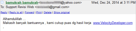 testimoni kepuasan pelanggan velocity developer